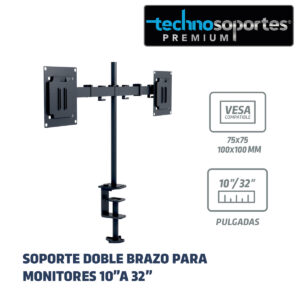 Soporte doble Brazo para Monitores 10 a 32 Pulgadas
